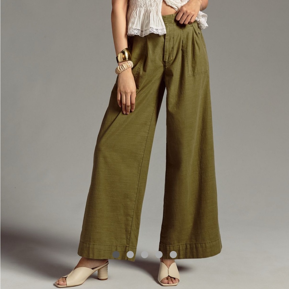 Anthropologie Alice Olive Green Wide-Leg Pants
